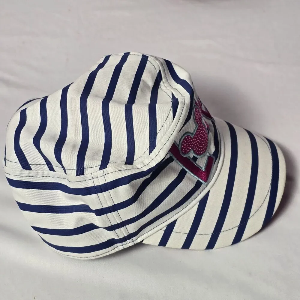 Disney Parks Striped‎ LOVE Mickey Minnie Mouse Stripes Adult Cadet Hat Cap